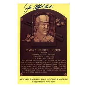 Jim Catfish Hunter Autographed Hall of Fame Plaque  Sports 