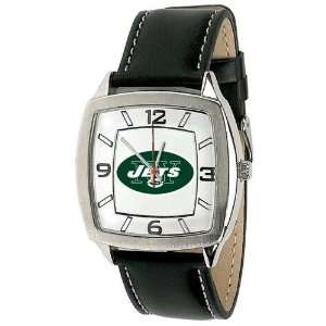 New York Jets Mens Retro Style Watch Leather Band:  Sports 