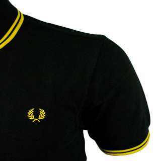 Fred Perry M1200 Twin Tipped Polo Black/New Yellow  