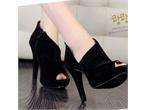 Womens ankle boots peep toe shoes high heels pumps platform US size 6 
