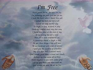PERSONALIZED MEMORIAL POEM DONT GRIEVE FOR ME IM FREE  