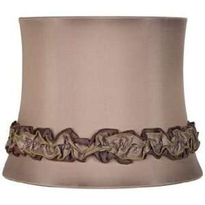  Tan with Ruffle Trim Lamp Shade 10x12x9.5 (Spider)