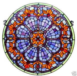 FIRE & ICE GEOMETRIC 20 ROUND STAINED GLASS PANEL  