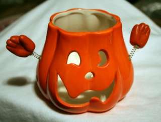 Adorable Ceramic Pumpkin Tealight Luminary Halloween  