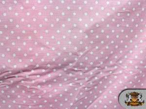 Polycotton Printed SMALL DOTS WHITE BABY PINK Fabric / 56 wide by the 