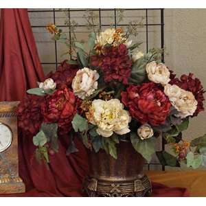 Peonies & Hydrangeas in Antiqued Scallop Bowl 