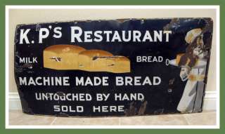 Rare Restaurant Bakery Bread Advertising Enamel Sign  