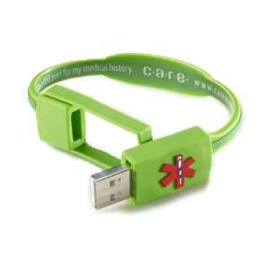  Care USB Medical History Bracelet   Green