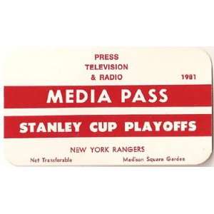   1981 Rangers Media Pass   Sports Memorabilia