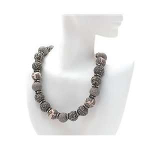  Inked Ivory Large Bead Necklace with Crystal: Everything 