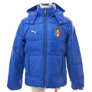 BN PUMA Mens Italia Down Hooded Jacket Blue Asia Size 74050001  