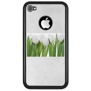  iPhone 4 or 4S Clear Case Black White Tulips Spring 