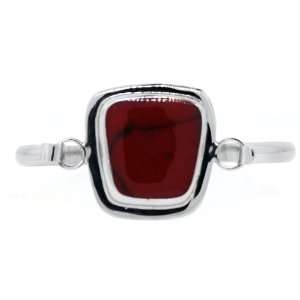    Sterling Silver Red Jasper Inlay Irregular Shaped Bracelet Jewelry