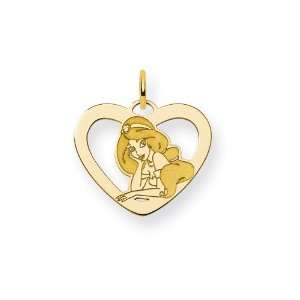  Gold plated SS Disney Jasmine Heart Charm Jewelry