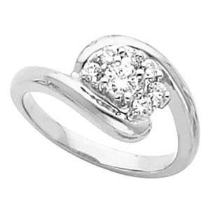  14K White Gold Diamond Cluster Ring   0.33 Ct. Jewelry