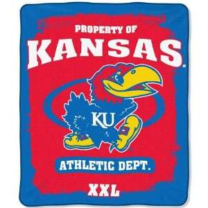 BSS   Kansas Jayhawks NCAA Property of Micro Raschel Blanket (50x60 