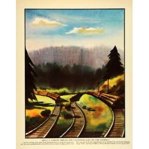  1937 Print Southern Pacific Railroad Lumber Sawmill Art 
