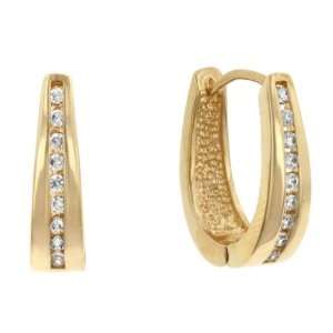  Jewelry Design JGE01207G C01 Elegant Goldtone Cz Hoops 
