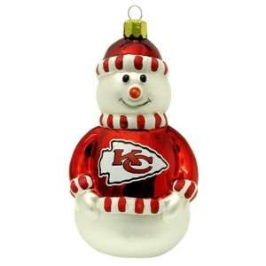 NFL Blown Glass Snowman Ornament   Chiefs  Sports 