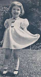 Vintage Crochet PATTERN Girls Lacy Party Dress Sz 2 3  