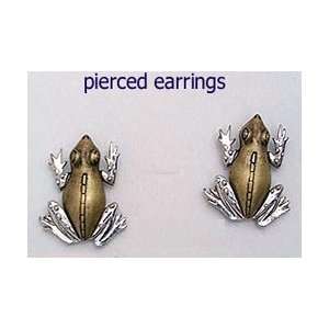  Frog Stud Earrings In Brass JJ Jonette 