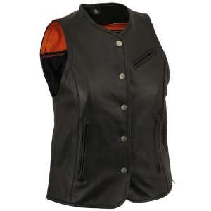 First Manufacturing Ladies Extra Length Snap Front Vest (Black, Medium 
