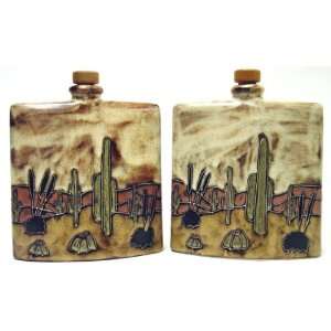   Liquor Flask Decanter   Cactus Desert Scene Design