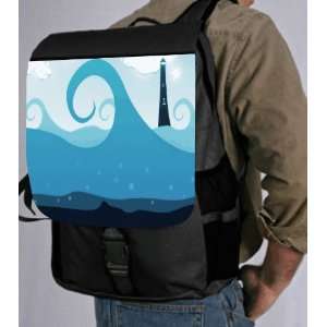 Lighthouse Blue Waves Design Back Pack   School Bag Bag   Laptop Bag 