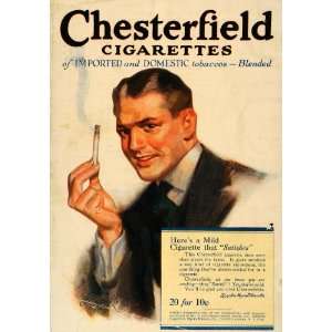  1917 Ad Chesterfield Cigarettes Portrait Liggett Myers Tobacco 