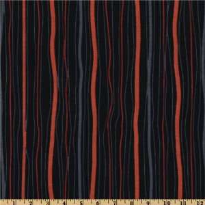  44 Wide Scribble Monsters II Wiggly Stripes Black Fabric 