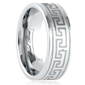  KEON 8MM Engraved Tungsten Carbide Wedding Band Ring (Size 