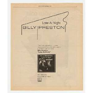  1979 Billy Preston Late at Night Album Promo Print Ad 