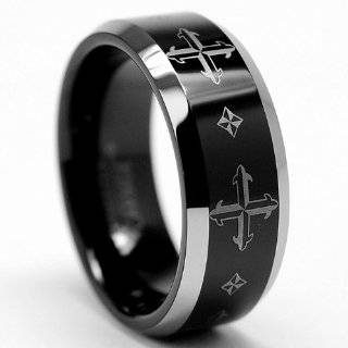   Mens Tungsten Carbide Ring, Band Laser Etched Design Size 11: Jewelry