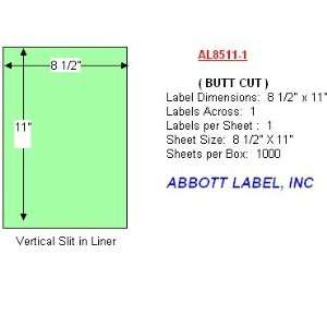  Laser/Ink Jet Labels 8 1/2 X 11 BUTTCUTT /1 per 8 1/2x11 Sheet 