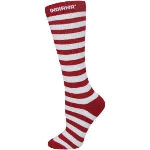   Hoosiers Ladies Crimson White Striped Knee Socks: Sports & Outdoors