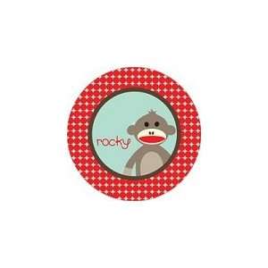    personalized sock monkey boy plate (style 2p): Toys & Games