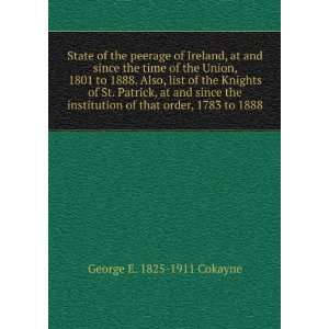  since the time of the Union, 1801 to 1888. Also, list of the Knights 