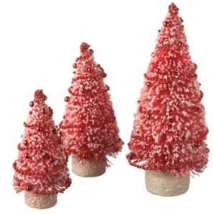  Pack of 6 Festive Red Flocked Table Top Christmas Tree 