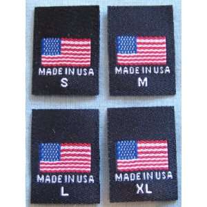  100 pcs WOVEN CLOTHING LABELS, MADE IN U.S.A. AMERICAN 