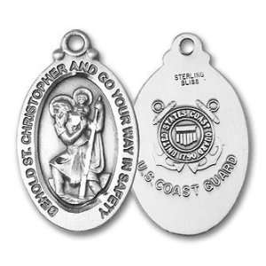  Coast Guard/St. Christopher Sterling Oval Meda: Jewelry