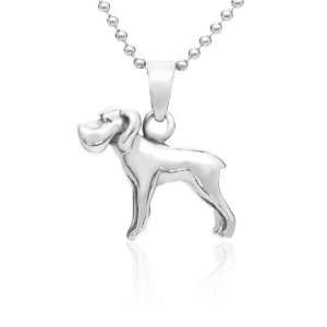  Classy Dog Pewter Pendant Chain Necklace, 18 Inch Chain 