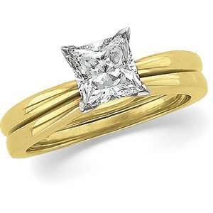  GIA Certified Princess Cut Diamond Solitaire Ring 14k Gold: Jewelry