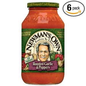 Newmans Own Pasta Sauce Garlic and Peppers, 24 Ounce (Pack of 6)