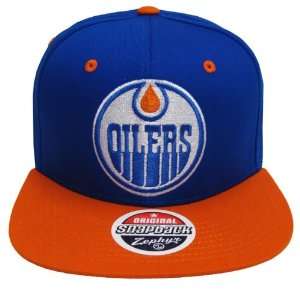   Oilers Logo Zephyr Snapback Cap Hat Blue Orange 