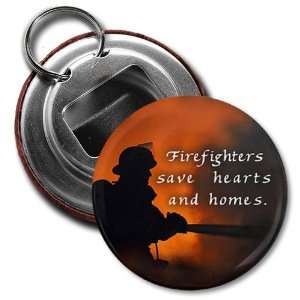   Hearts Homes Heroes 2.25 Inch Button Style Bottle Opener With Key Ring