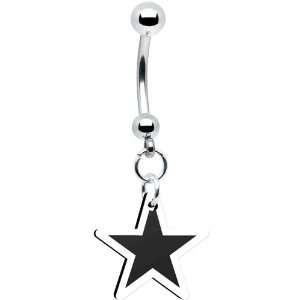  Black and White Star Belly Ring: Jewelry