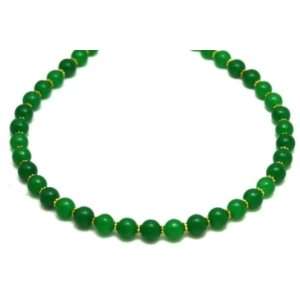 Jade Necklaces 10mm Jade with Indian Gold Beads Beaded Necklace 17 