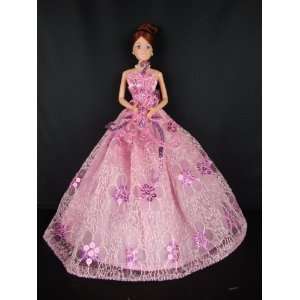  Light Pink Party Dress with Dark Pink Sequins Made to Fit 