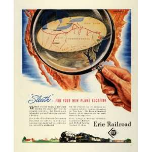  1945 Ad George F. Weston Erie Railroad Train Route WWII 