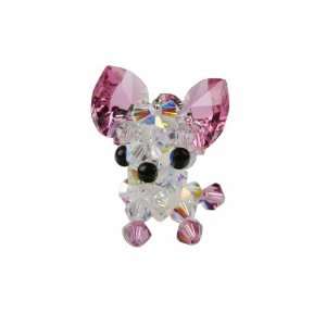   Crystal Cell Phone Charm Chihuahua Big Ear Pink 